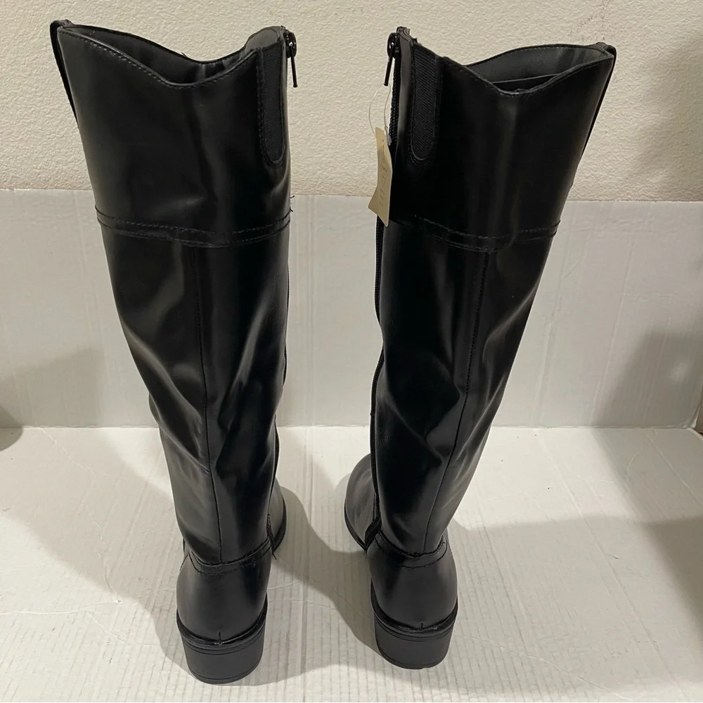 Women’s St John’s Bay Douglas Faux Leather Riding Black Boots Size 7 US!